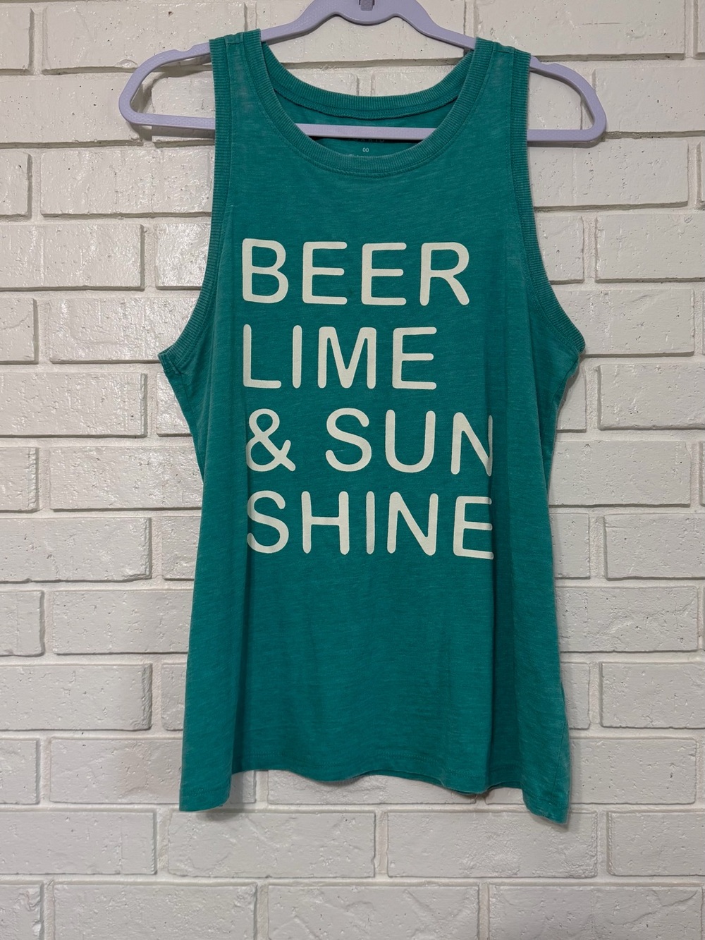 Torrid Beer Lime & Sunshine Graphic Tank Top Size 00 Turquoise